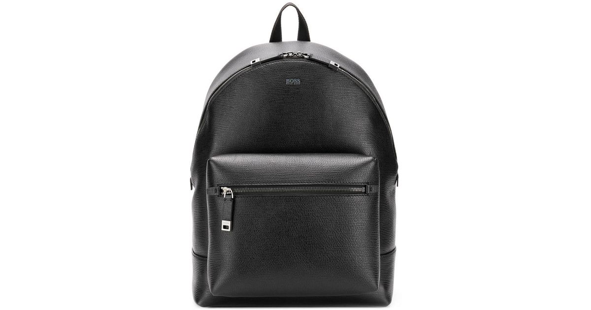 BOSS by HUGO BOSS Textured Leather Backpack in Black for Men | Lyst Canada