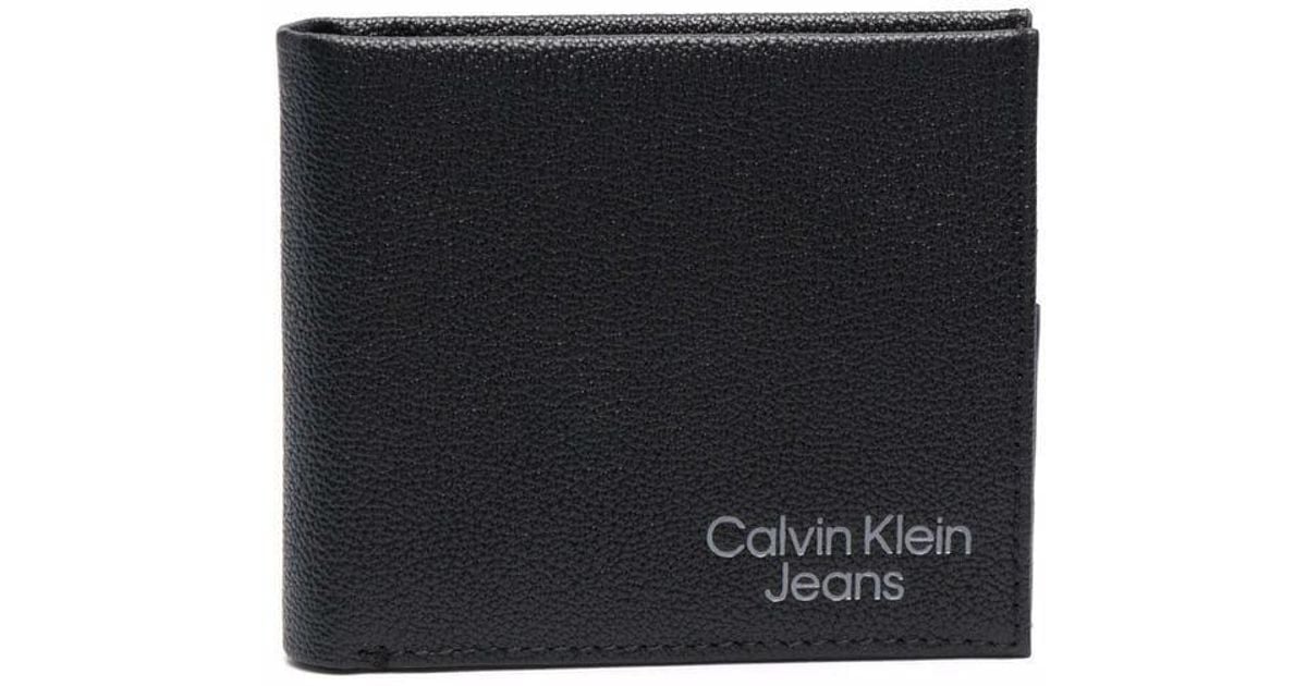 Calvin Klein Leather Bifold Logo Wallet in Black for Men Lyst