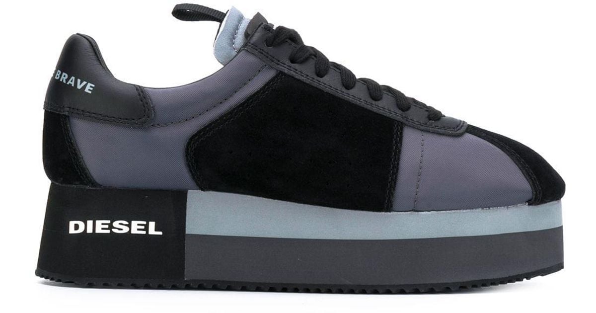 diesel panelled platform sneakers