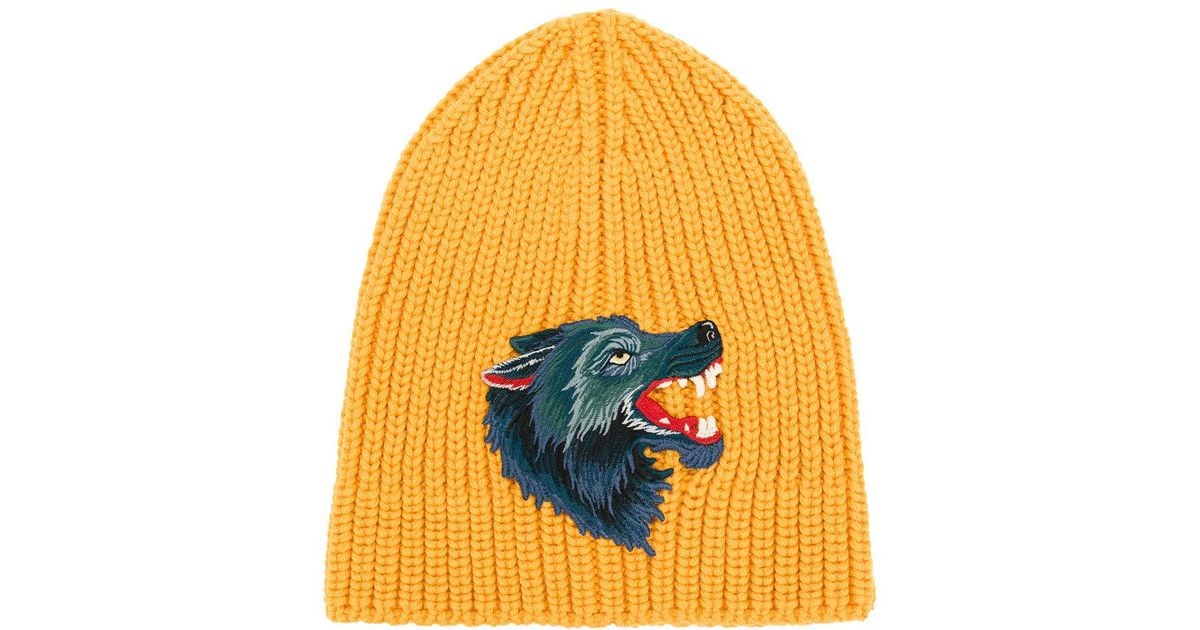 gucci wolf beanie