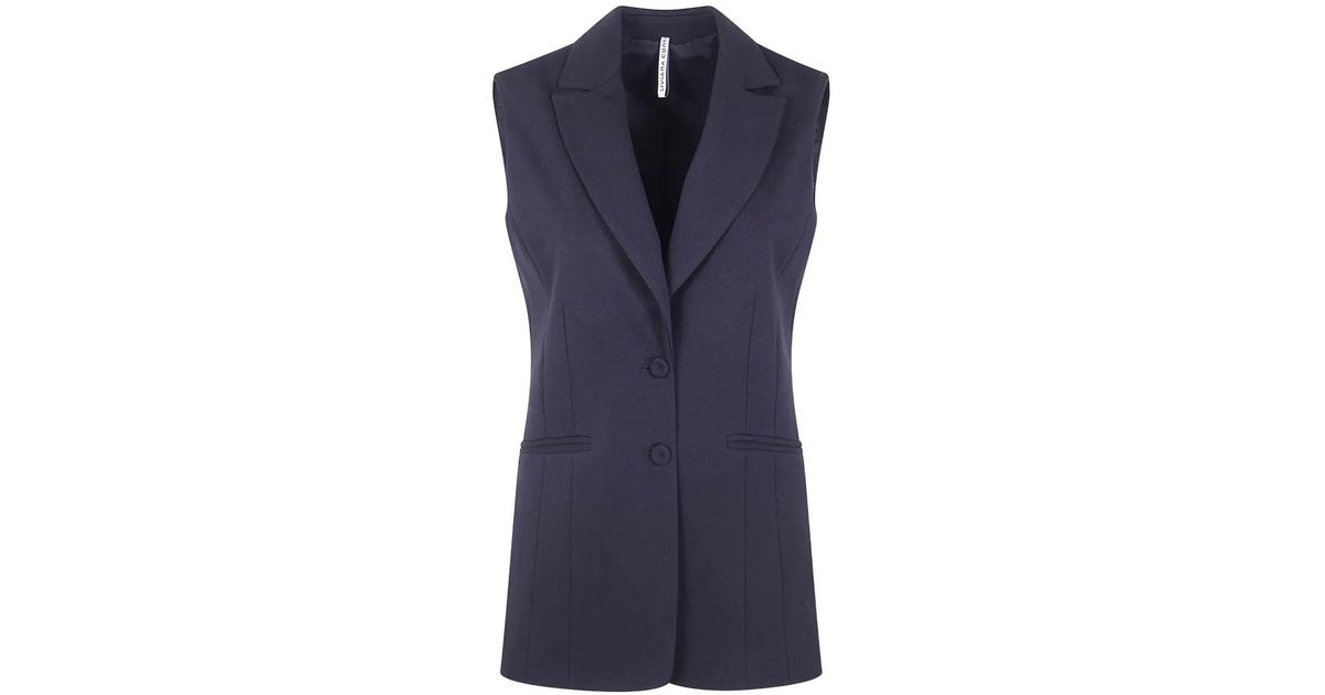 Liviana Conti Logan Button Front Gilets in Blue | Lyst UK