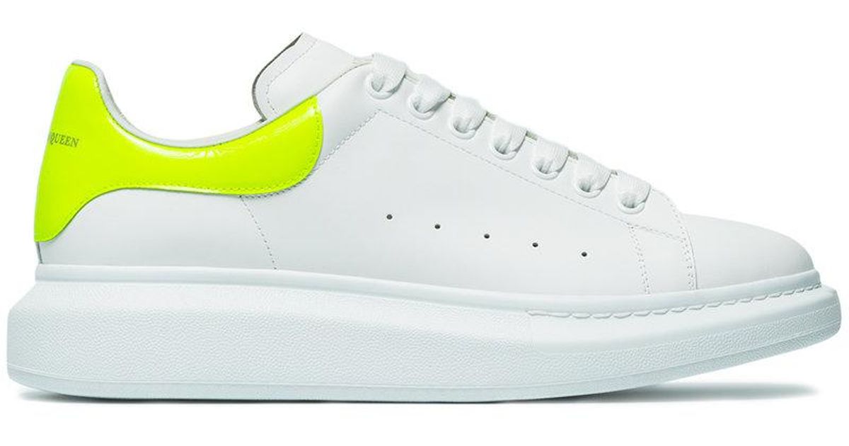 Alexander McQueen Leather Fluorescent Yellow Oversized Sneakers in White  for Men | Lyst