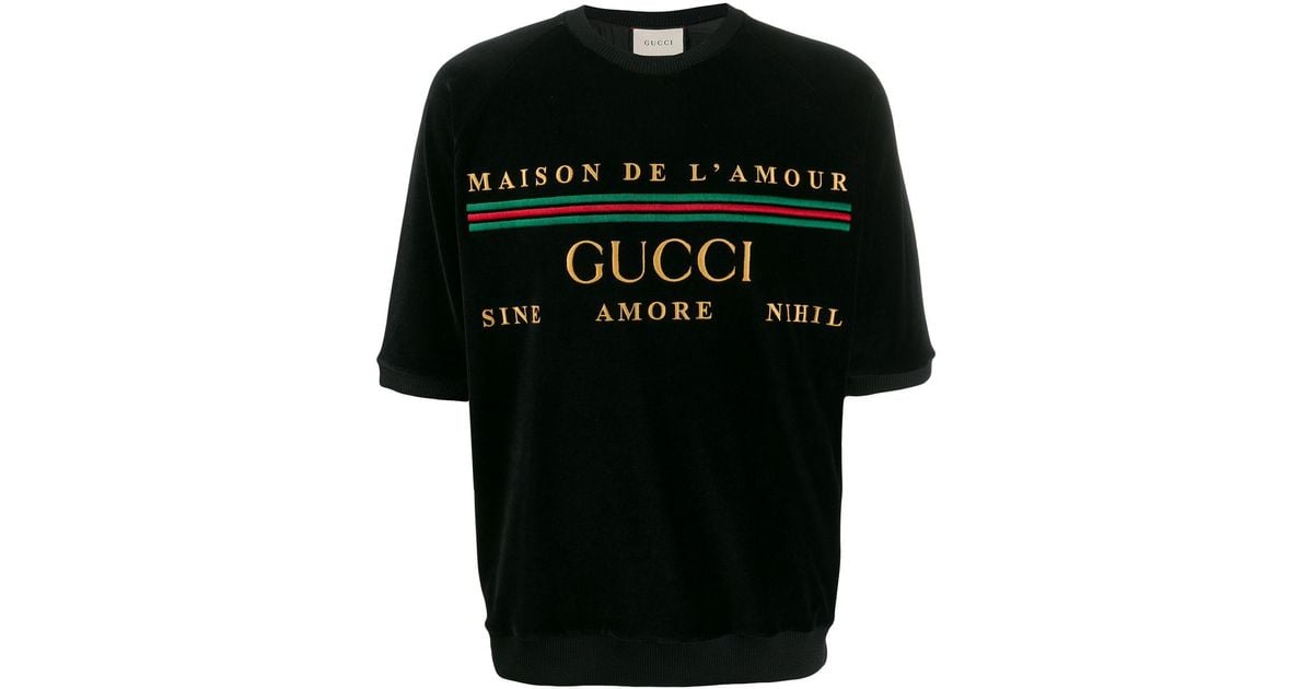 Gucci Velvet Maison De L'amour T-shirt in Black for Men | Lyst