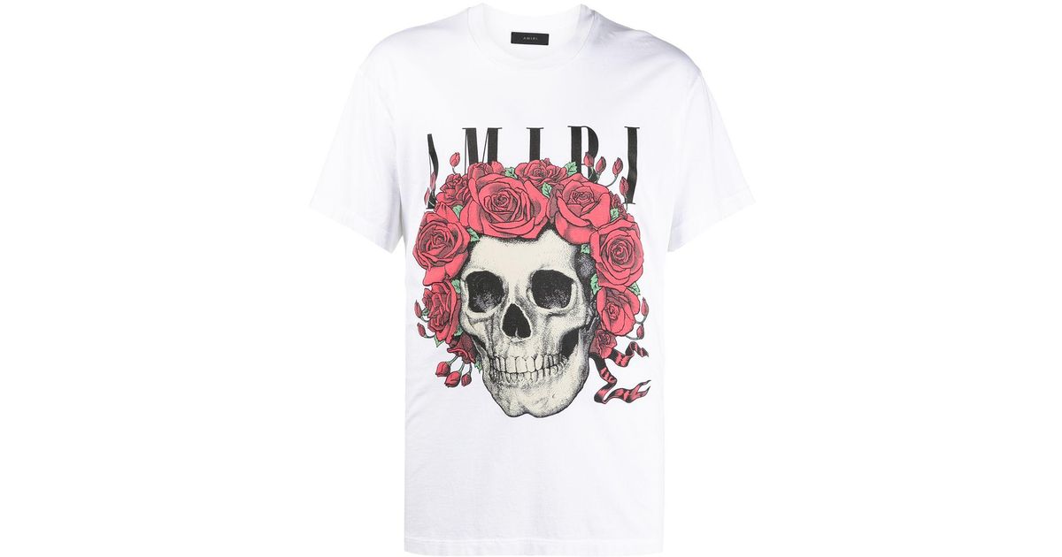 Amiri Rose Skull Logo T-shirt in White for Men | Lyst