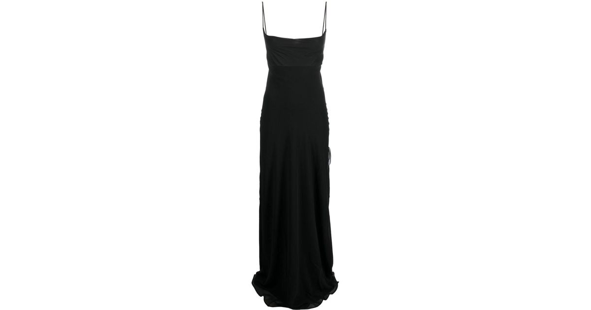 The Andamane Open-back Silk Maxi Slip Dress in Black | Lyst UK