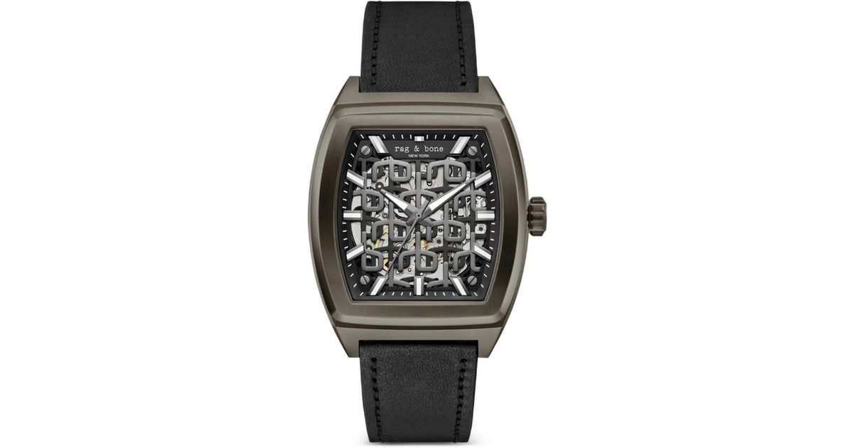 Rag & Bone Skeleton Tonneau 41Mm Watch in Black for Men | Lyst