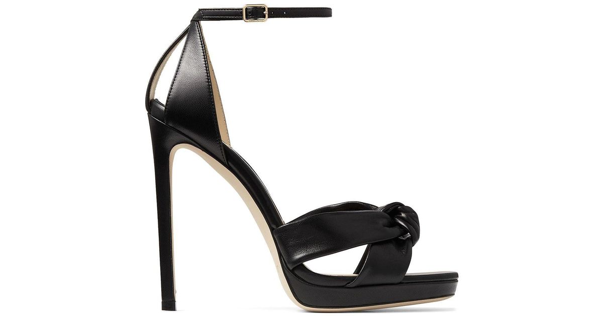 Dames Sandalen met hak Dames Schoenen voor voor Hakken voor Sandalen met hak  Jimmy Choo Leer Aveline Sandalen Met Strikdetail in het Zwart allware.com.br