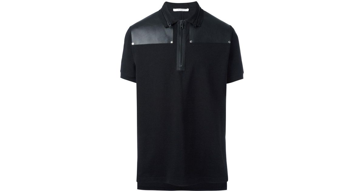 Givenchy Cotton Zip Collar Polo Shirt in Black for Men - Lyst