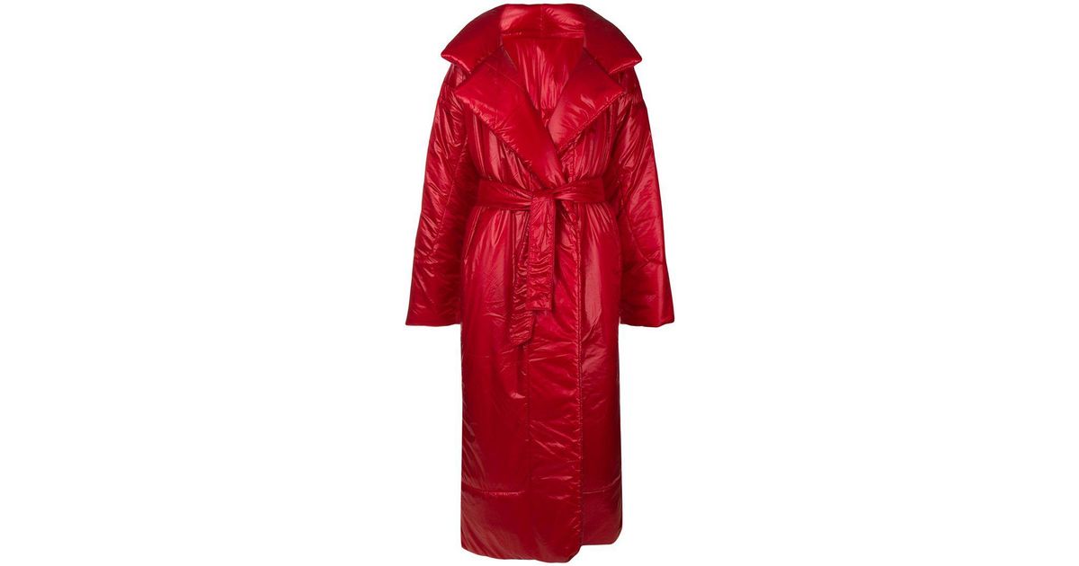 Norma Kamali Long Sleeping Bag Coat in Red