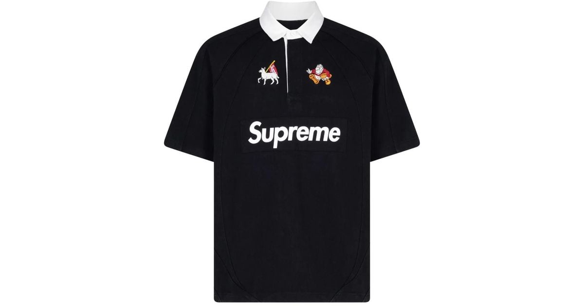 Supreme Rugby Embroidered Polo Shirt in Black | Lyst UK