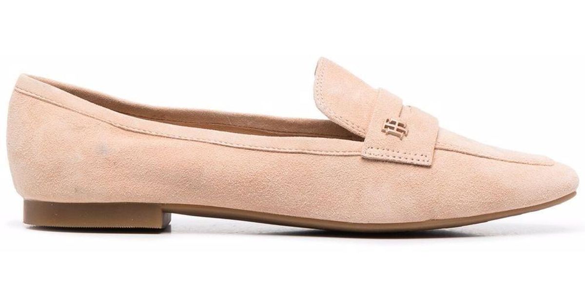 Tommy Hilfiger Leather Feminine Flat Loafers Lyst