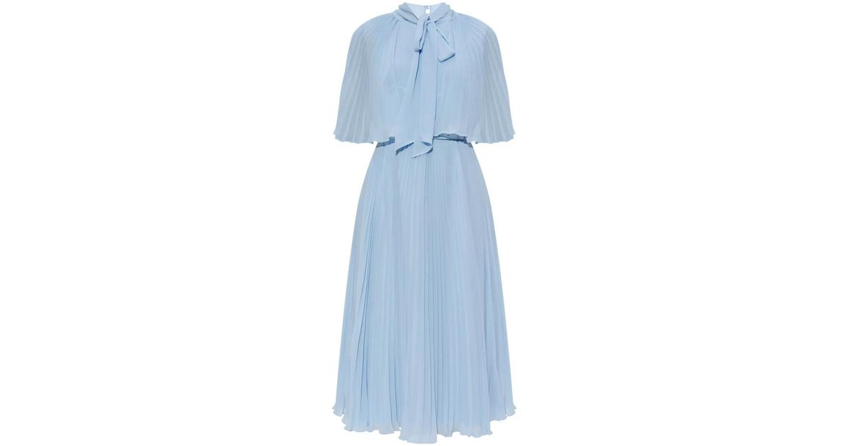 Self-Portrait Chiffon Cape Midi Dress in Blue | Lyst Australia