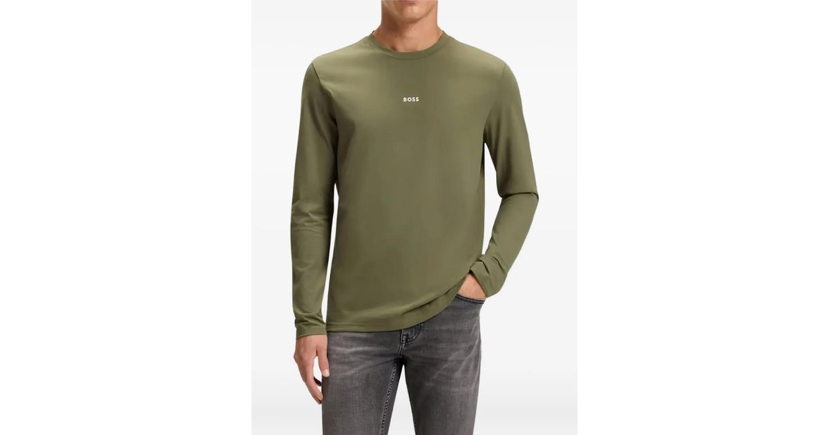 T-Shirt À Manches Longues BOSS pour homme en coloris Vert