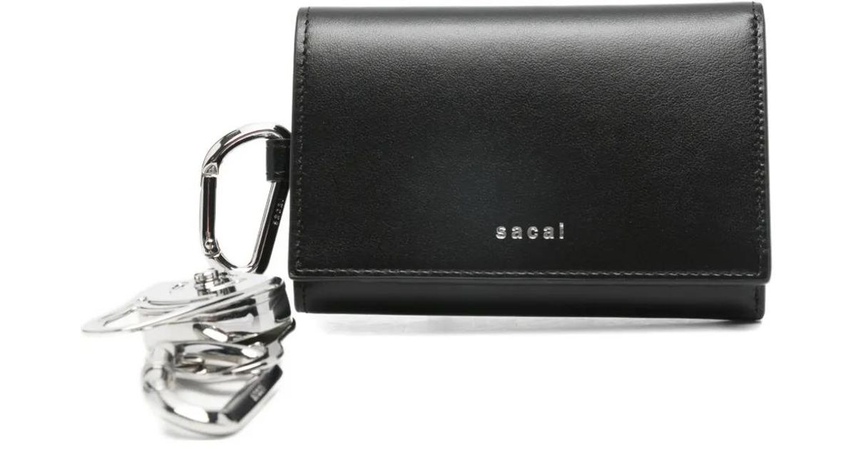 Sacai Carabiner-Detail Trifold Wallet in Black | Lyst UK