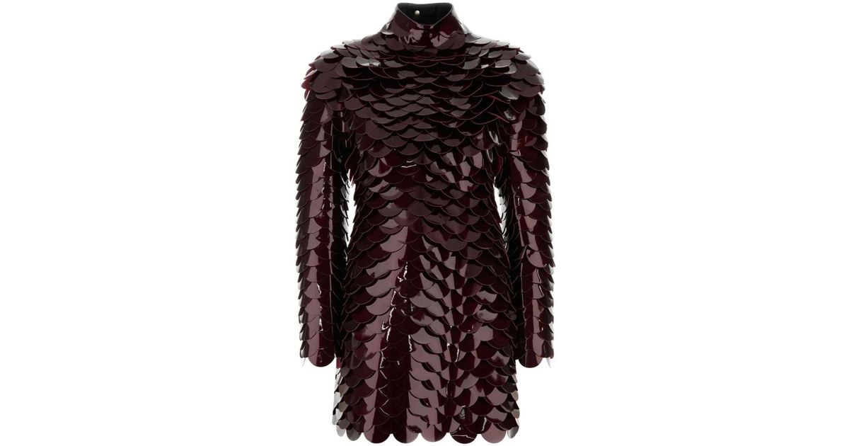 Ferragamo Patent Leather Scales Mini Dress in Red | Lyst