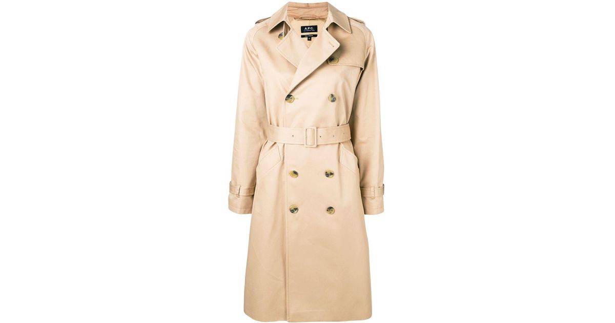 A.P.C. Cotton Belted Trench Coat in Natural - Lyst