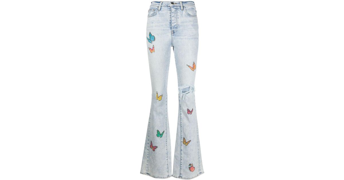 Amiri Butterflyprint Ripped Jeans in Blue Lyst