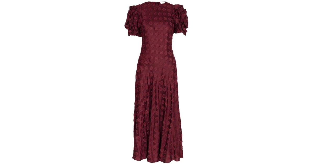 Ulla Johnson Elvia Ruffled Coupé-Dots Dress in Red | Lyst