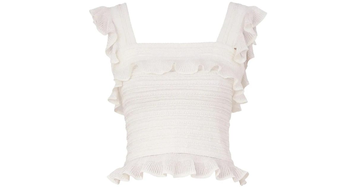Zimmermann Luna Ruffled Top in White | Lyst