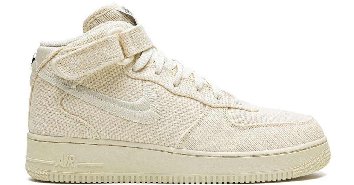 Nike Leather X Stussy Air Force 1 Mid Sneakers in Natural for Men