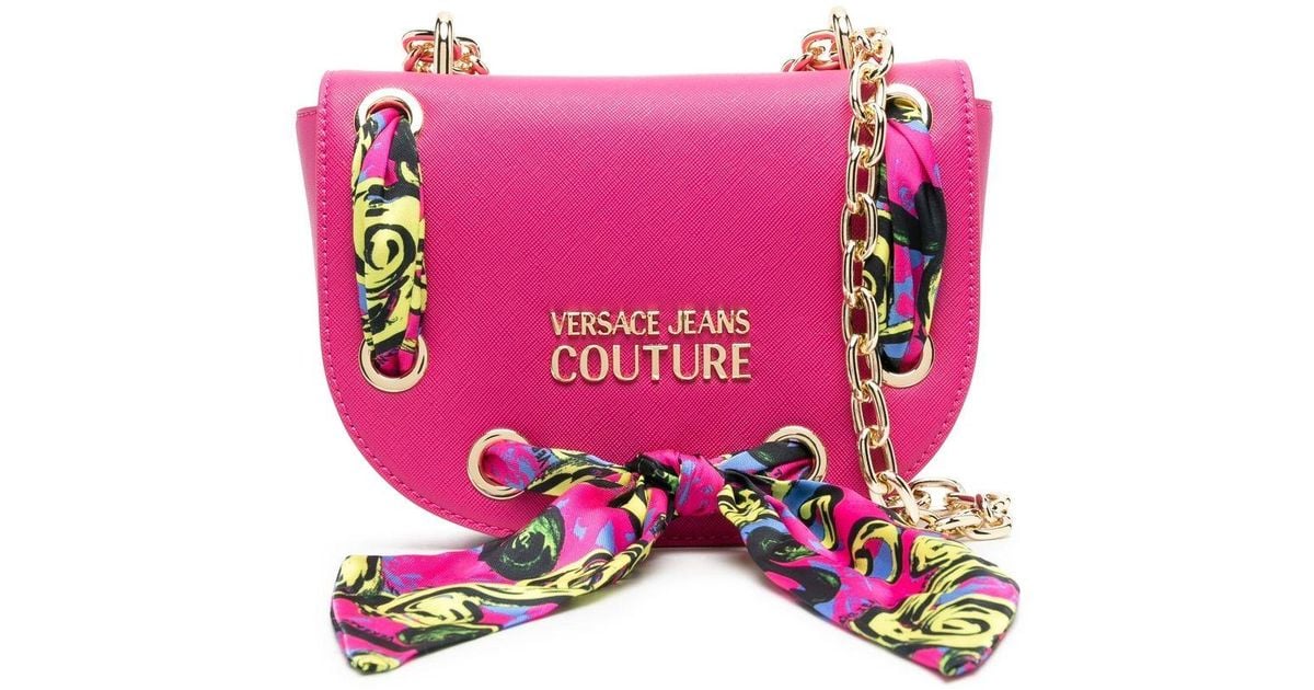 Versace Jeans Couture Scarf-detail Crossbody Bag in Pink | Lyst