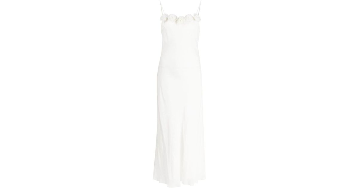 RIXO London Benedetta Rose-appliqué Midi Dress in White | Lyst
