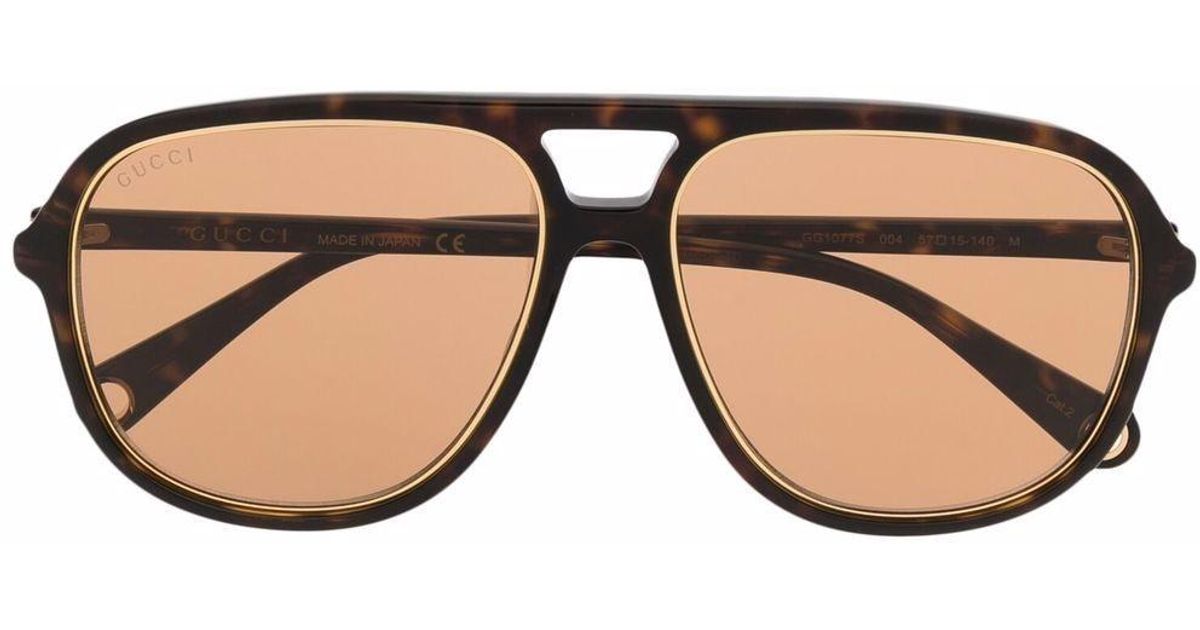 Gucci Tortoise Shell Aviator Sunglasses In Brown Lyst