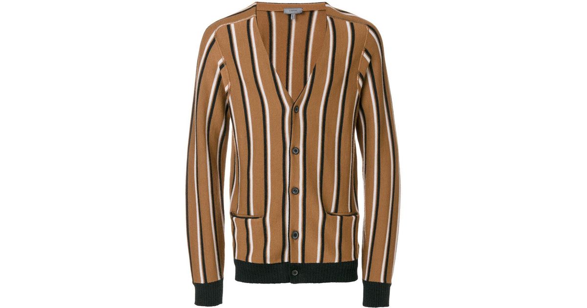 brown striped cardigan