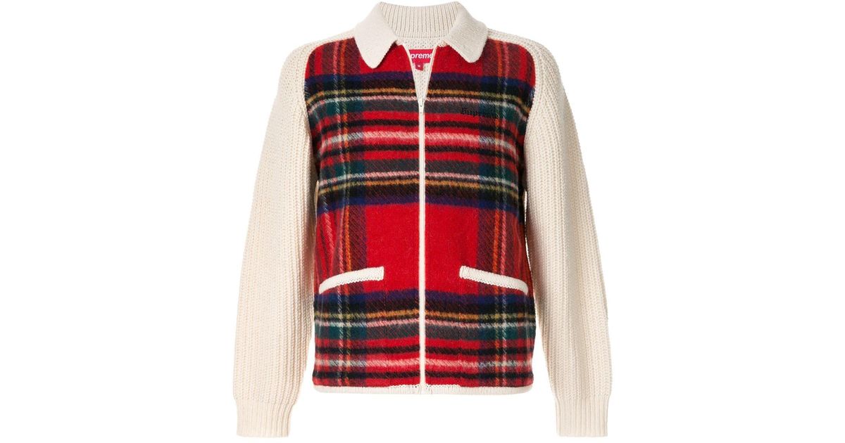 のみお Supreme - Supreme Plaid Front Zip Sweater Mサイズの通販 by 輝く高品質な Supreme Plaid Sweater Zip Front ニット/セーター