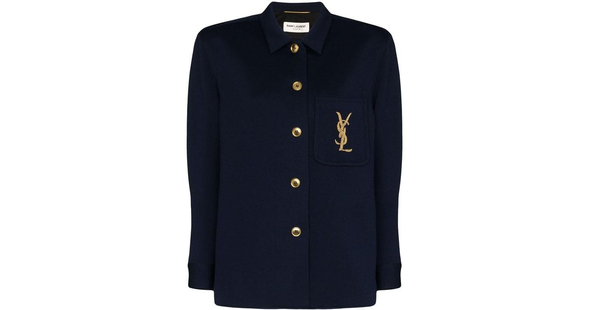 saint laurent logo jersey overshirt jacket