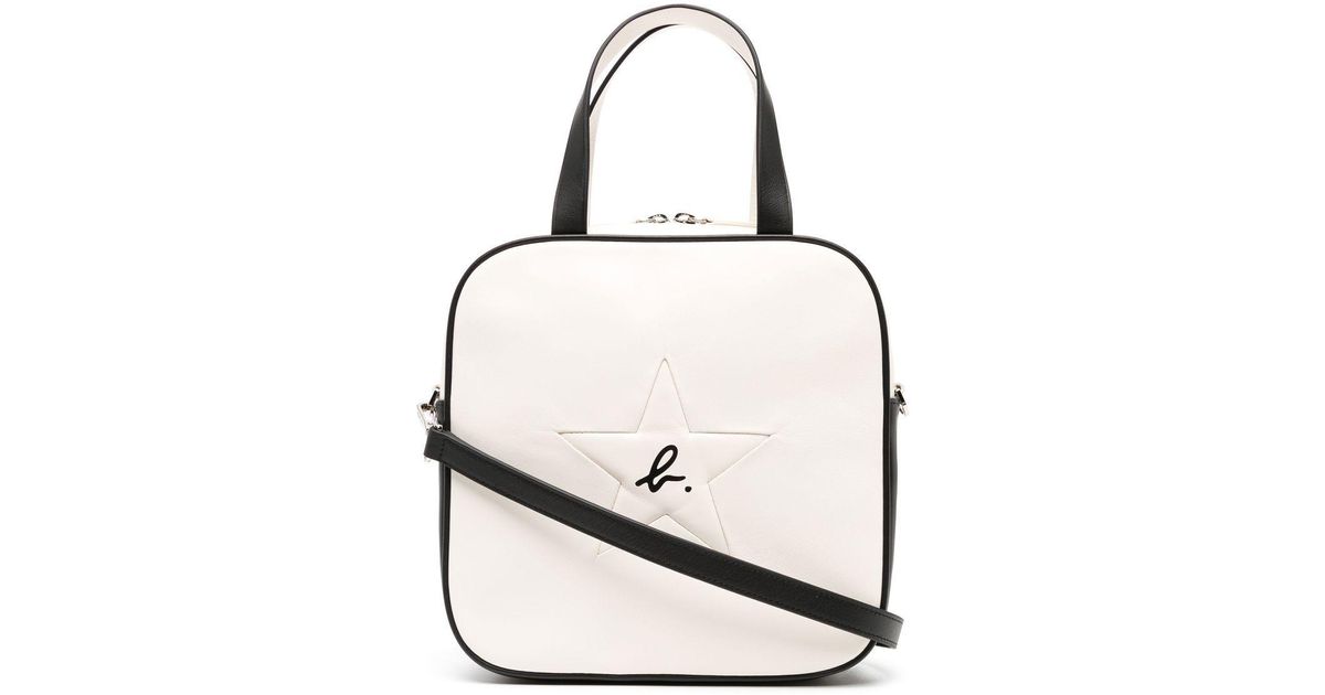 agnès b. Leather Colour-block Tote Bag in White | Lyst Australia