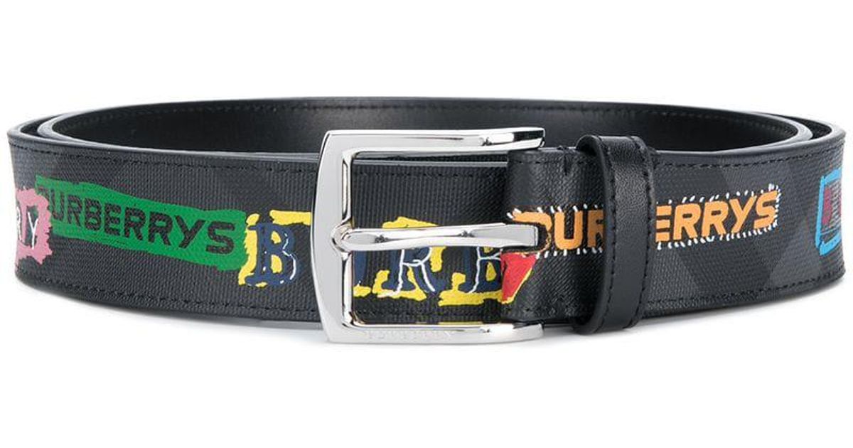 Burberry Tag Print London Check Belt in 