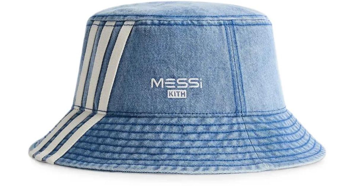Kith X Messi X Adidas Logo-Embroidered Bucket Hat in Blue for Men