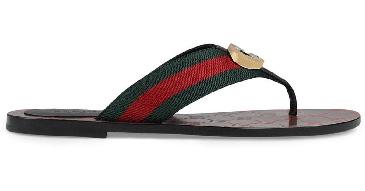 Gucci Synthetic GG Thong Web Sandal in Red - Lyst