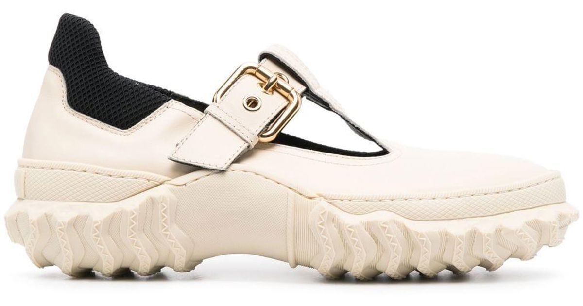 Marni Buckled Tbar Leather Sneakers in Natural Lyst Australia