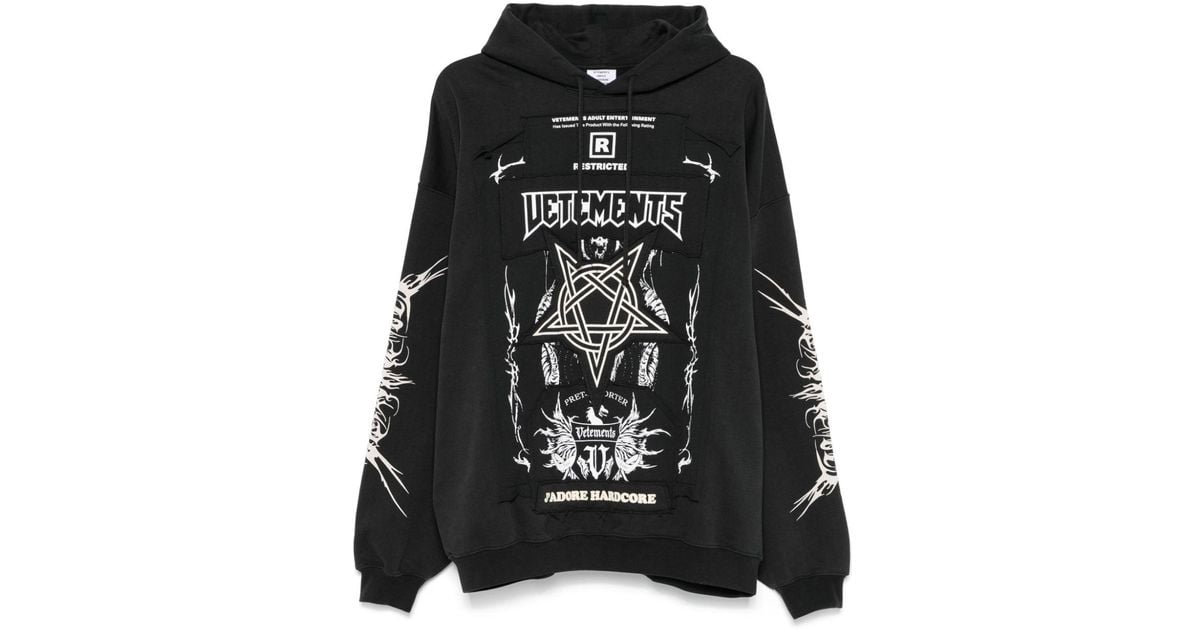 Vetements Patched Hoodie in Black | Lyst Vetements Patched Hoodie in Black | Lyst