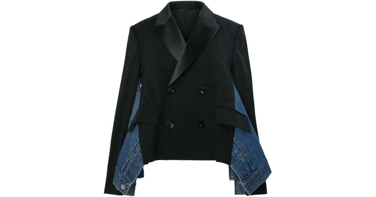 Sacai Wool Suiting X Denim Jacket in Black | Lyst Canada