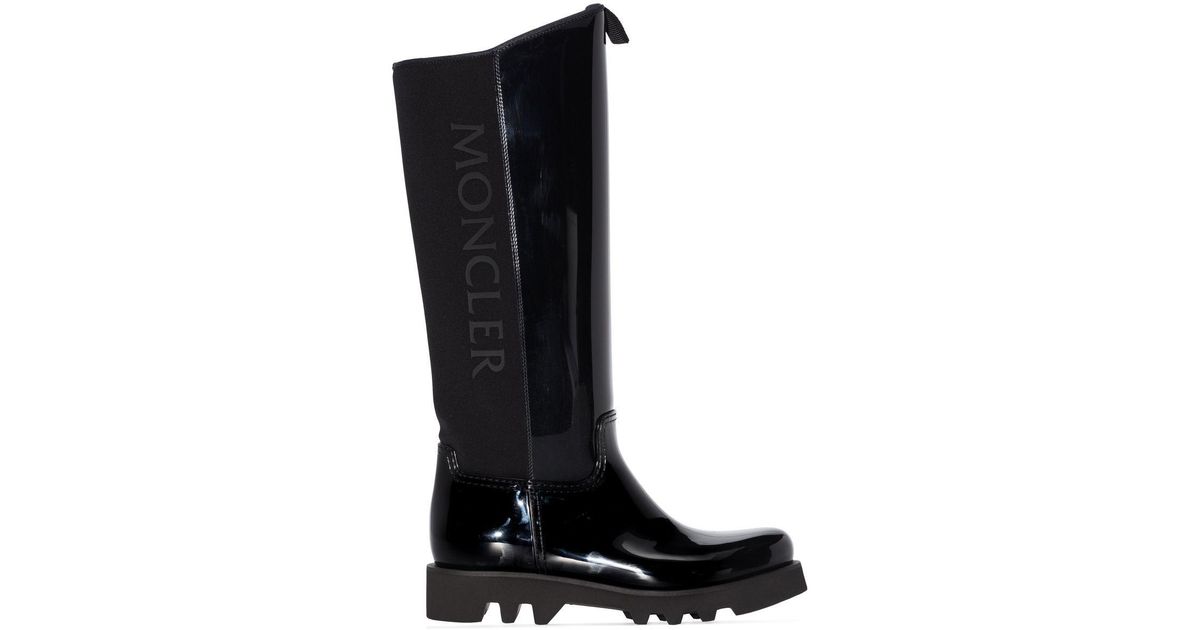 Moncler Logo-print Knee-high Boots in Black | Lyst Canada