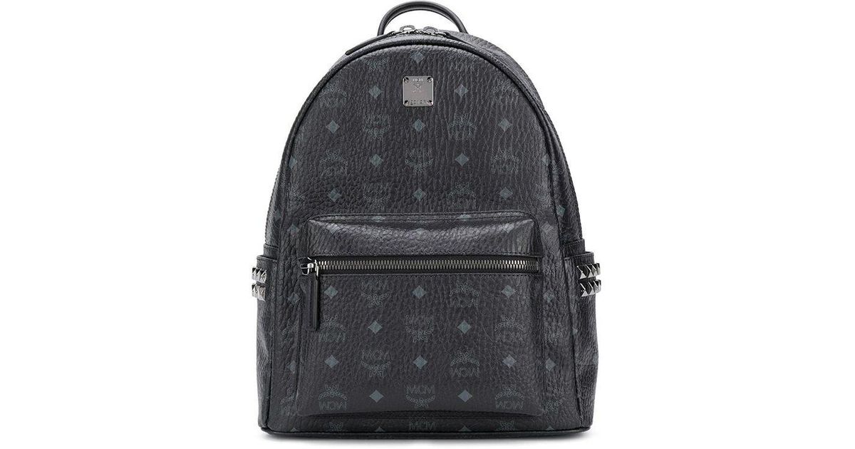 mcm black studded backpack