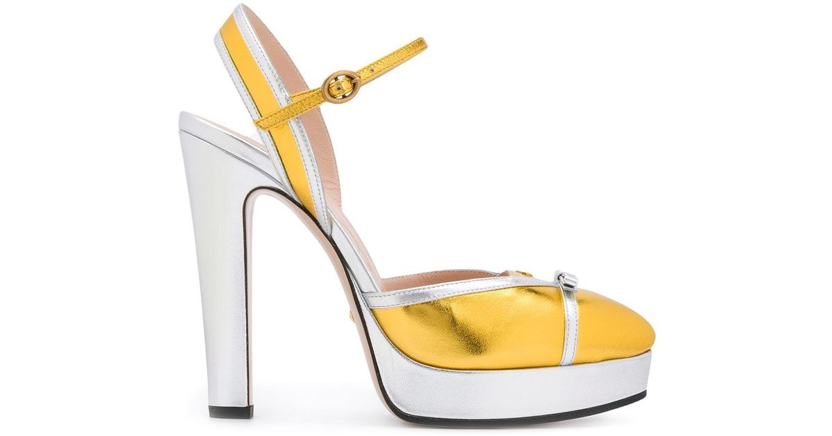 Gucci Pumps Met Strikdetail in het Metallic - Lyst