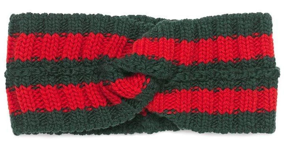 Gucci Striped Wool-blend Headband in Green | Lyst
