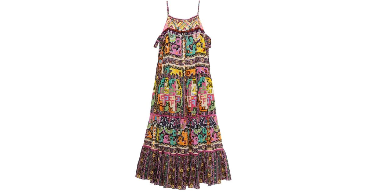 LONG TIERED DRESS WITH BOW TIES PATCHWORK PANORAMA
