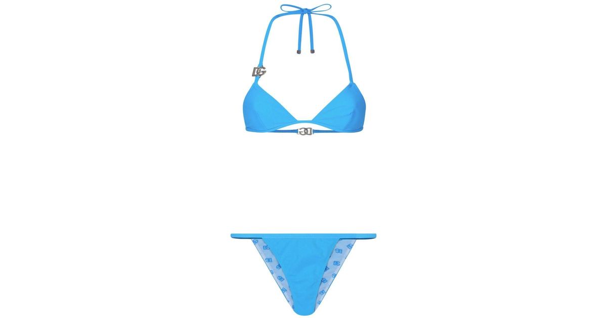 Dolce & Gabbana Dg-logo Bikini Set in Blue | Lyst