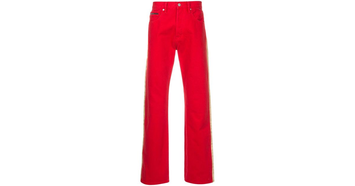 calvin klein red stripe jeans