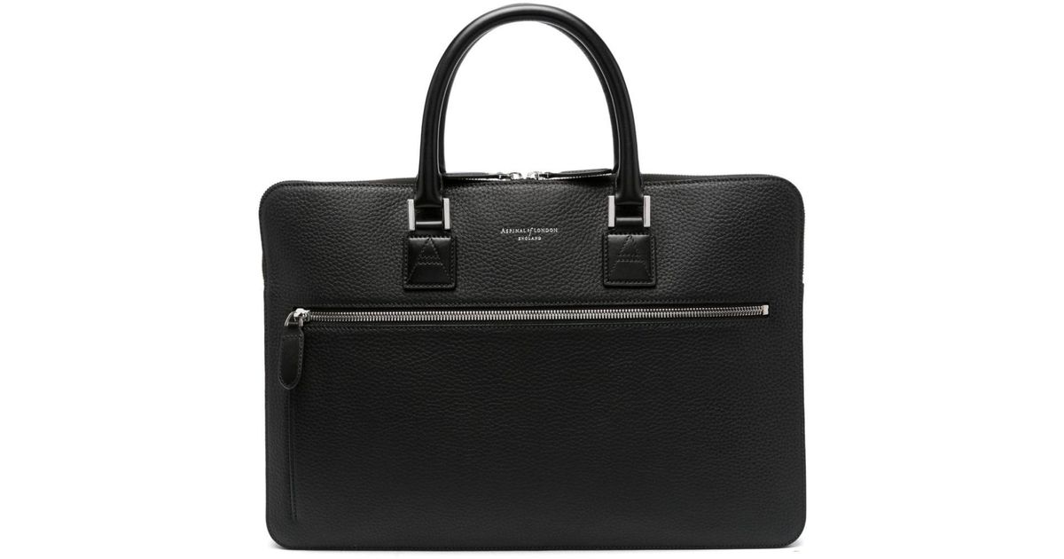 Aspinal of London Connaught Leather Briefcase in Black for Men Lyst
