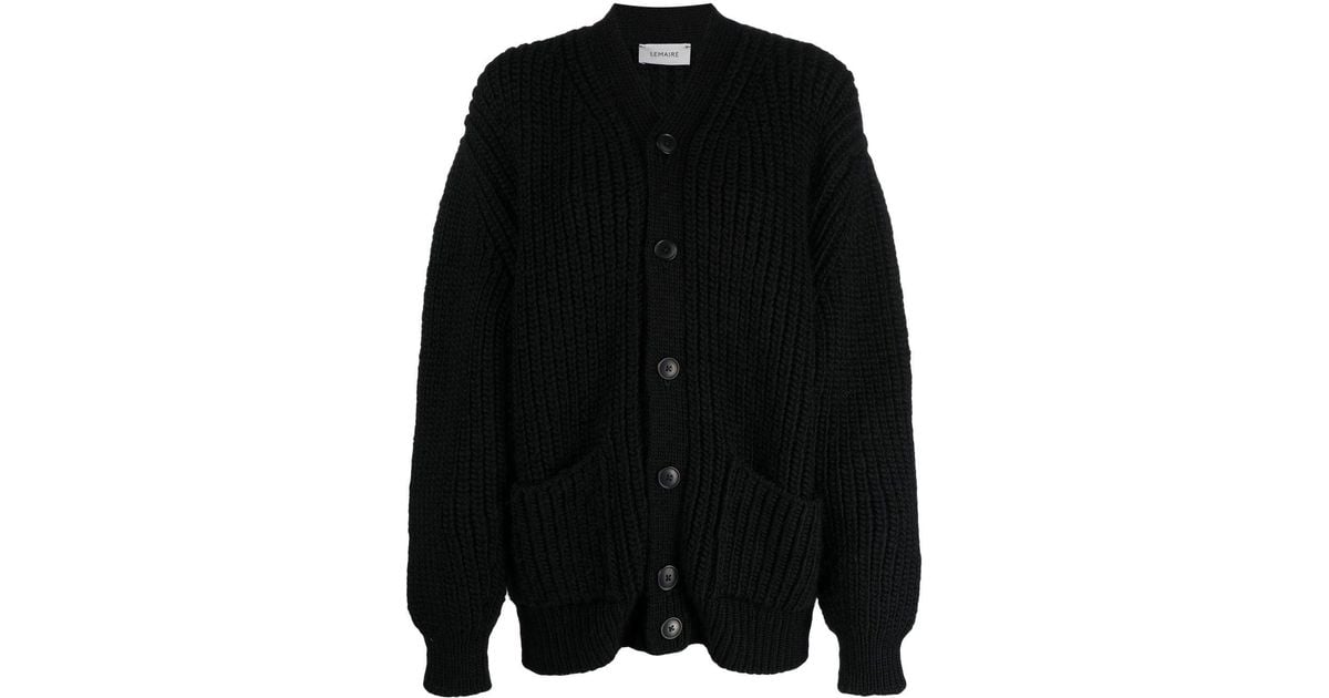 Lemaire Chunky-knit Oversized Cardigan in Black | Lyst