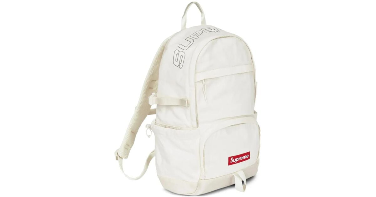 Supreme Logo-Plaque Denim Backpack in White Lyst UK