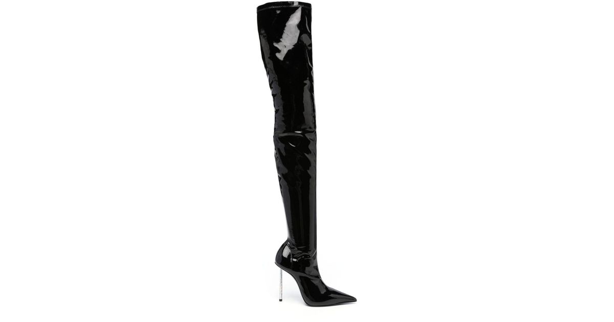 Le Silla 11mm Patent-leather Thigh-high Boots in Black | Lyst
