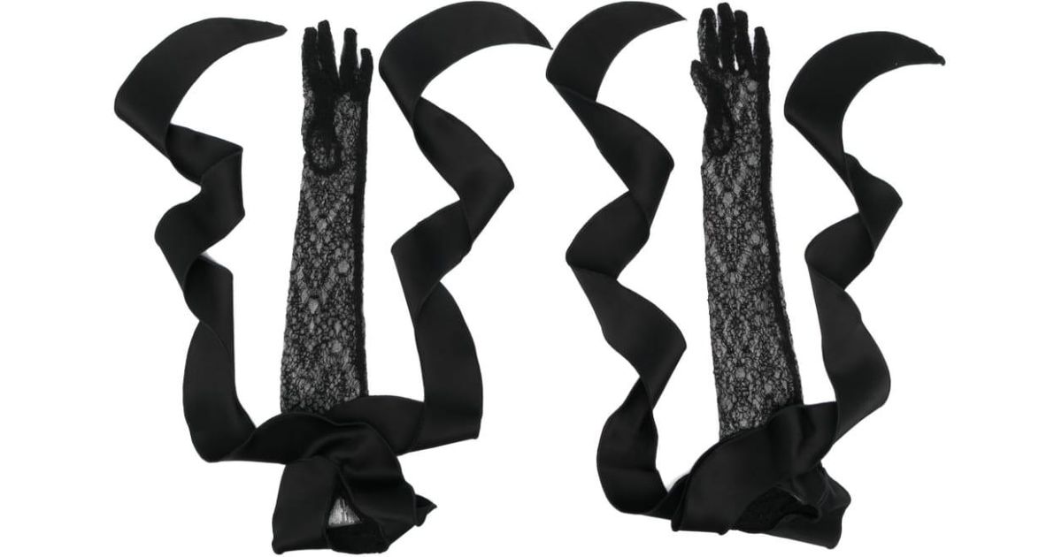 David Koma Ruffle Lace Gloves in Black | Lyst