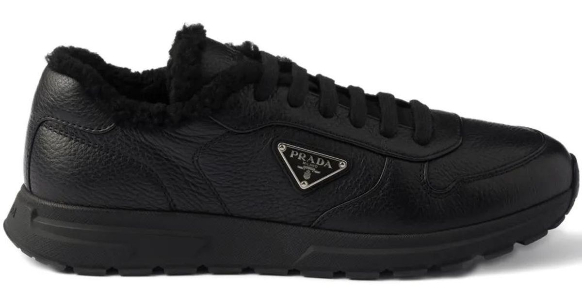 Prada Baskets Prax À Doublure Lainée in Black for Men | Lyst